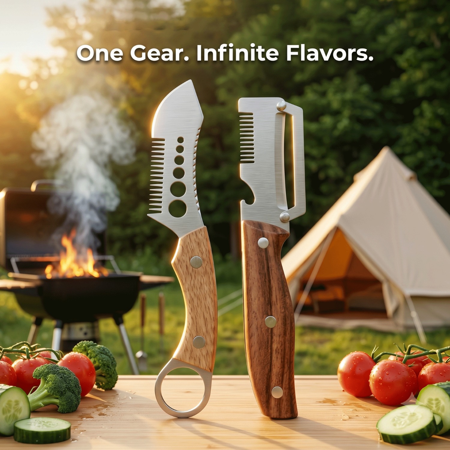 Kitchen Gadgets Green - เครื่องหั่นหัวหอมและเครื่องแยกใบสมุนไพรอเนกประสงค์รุ่นใหม่ - อุปกรณ์ครัวสแตนเลสขนาด 1.8 มม. พร้อมฟันหวีและด้ามจับไม้