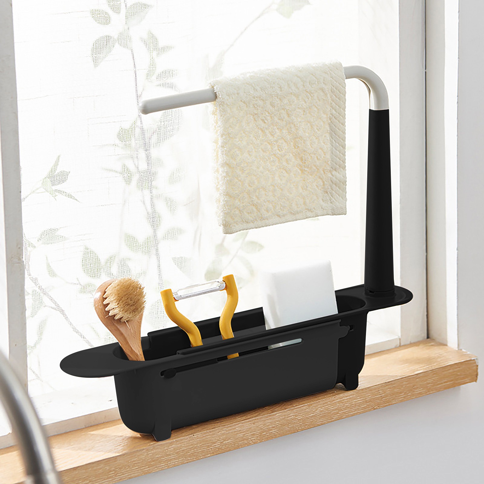 Kitchen Gadgets Everyone Needs - Elescopic ชั้นวางชั้นที่คว่ำชั้นวางของในครัวสบู่ฟองน้ำที่แขวนผ้าขนหนูตะกร้าออแกไนเซอร์จัดเก็บอุปกรณ์เสริม