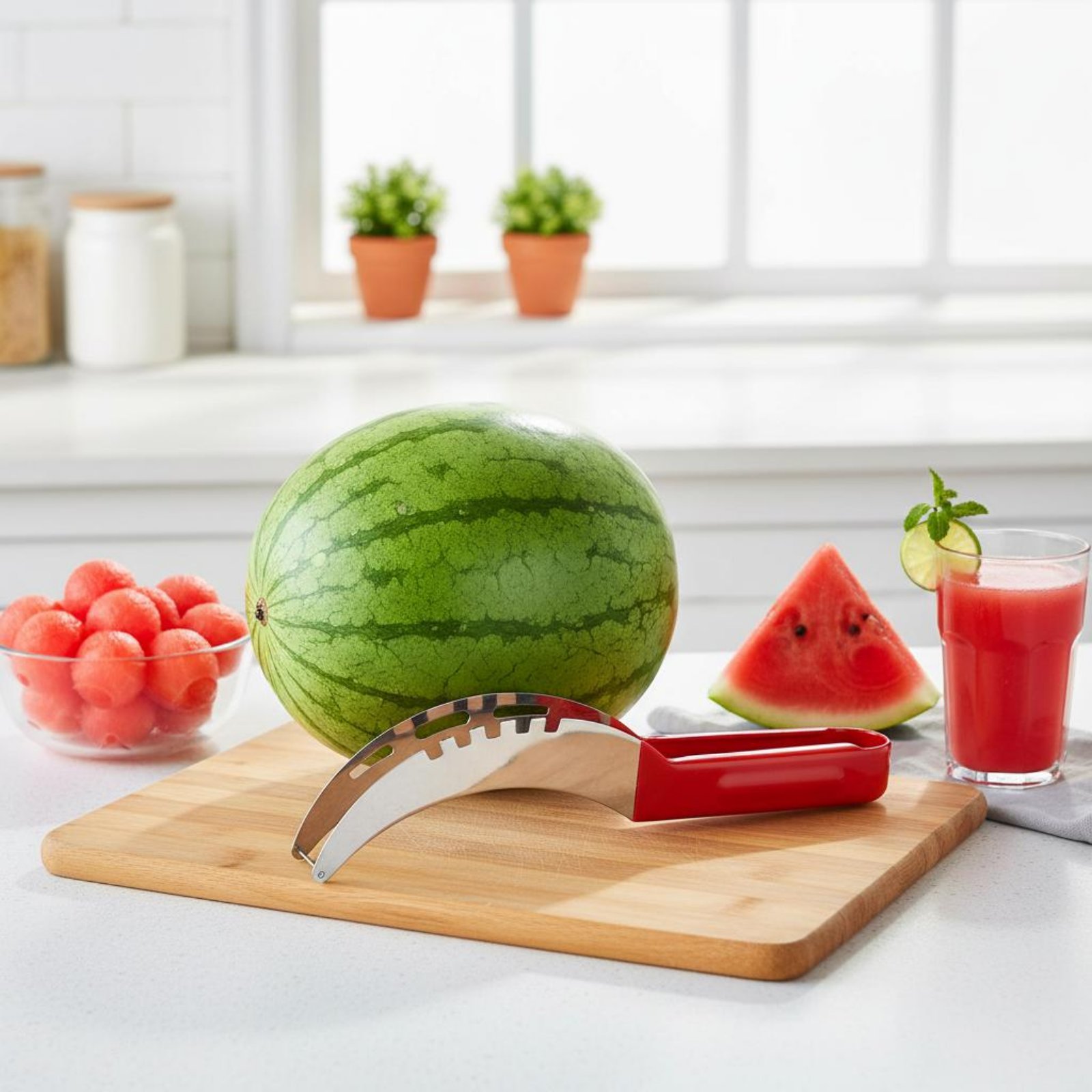 Kitchen Gadgets Tools - เครื่องตัดแตงโมแบบลูกเต๋า วัสดุเกรดอาหาร เครื่องตัดแตงโมแบบลูกเต๋า สแตนเลส ที่คว้านผลไม้ จับถนัดมือ