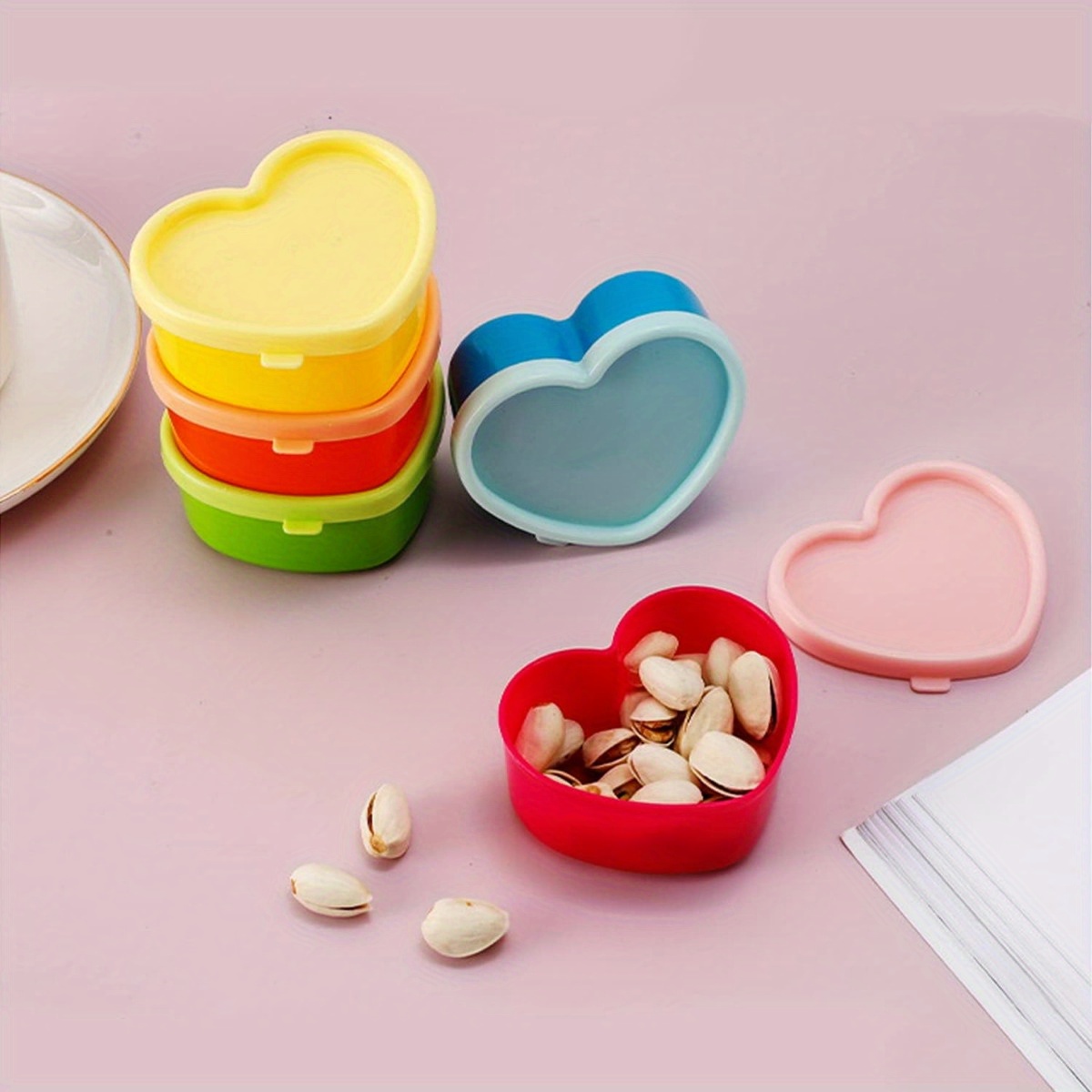 Kitchen Gadgets Organizer - กล่องใส่อาหารขนาดเล็ก 5 ชิ้น พร้อมฝาปิด กล่องเก็บเครื่องปรุงแบบนำกลับมาใช้ใหม่ได้ กล่องใส่น้ำสลัด