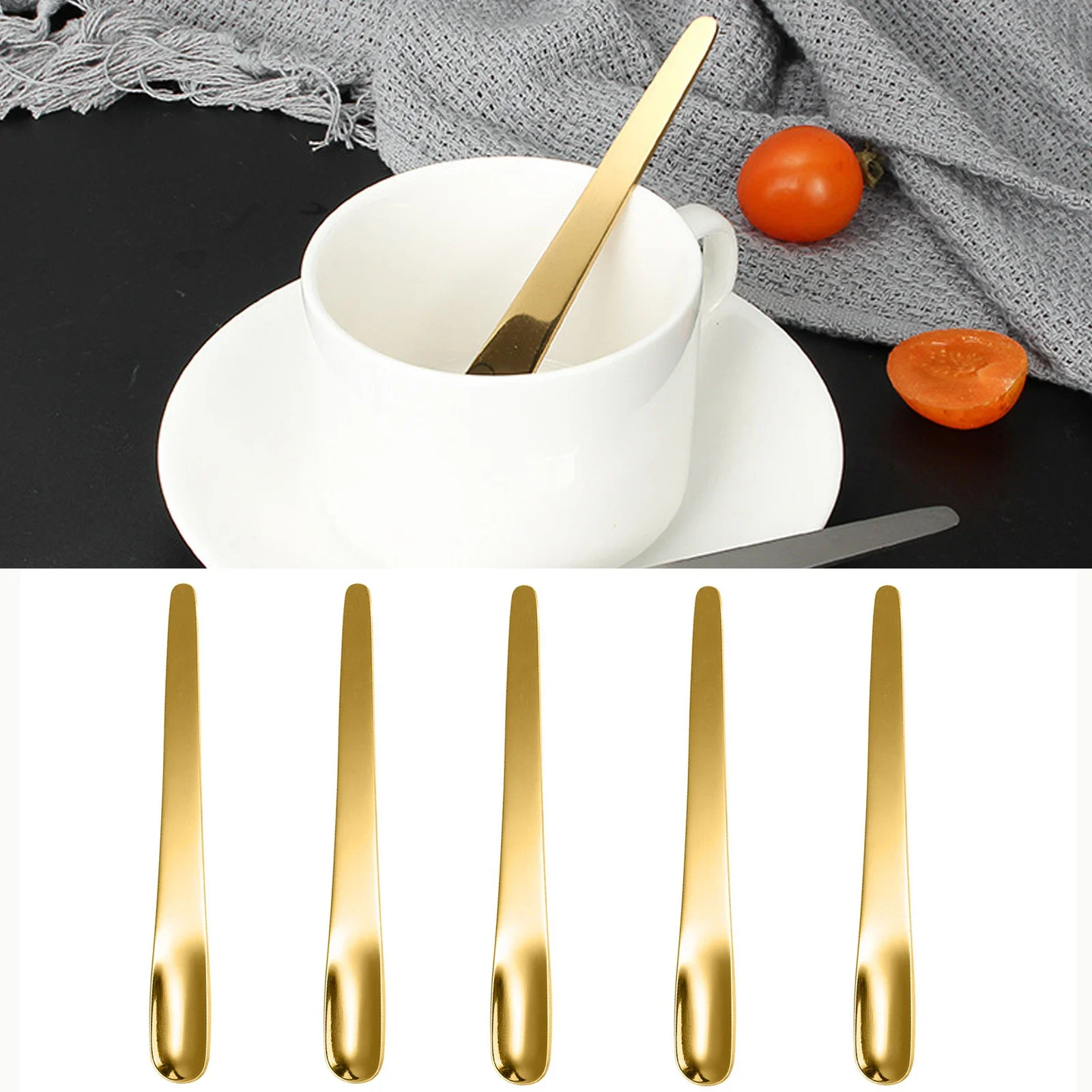 Kitchen Gadgets Blender - 5ชิ้นช้อนกาแฟช้อนแบนสแตนเลสสำหรับขนมช้อนตักกาแฟขนาดเล็กเครื่องผสมกวนบาร์เครื่องใช้สำหรับโต๊ะอาหารที่ใช้ในครัว