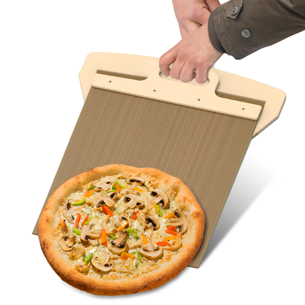 Pizza Stone Baking - ไม้พายพิซซ่าแบบเลื่อนได้ขนาด12นิ้วพายพิซซ่าพร้อมที่จับและผ้าอบแบบไม่ติดกระทะสำหรับครัวเคลื่อนย้ายแป้งขนมปัง