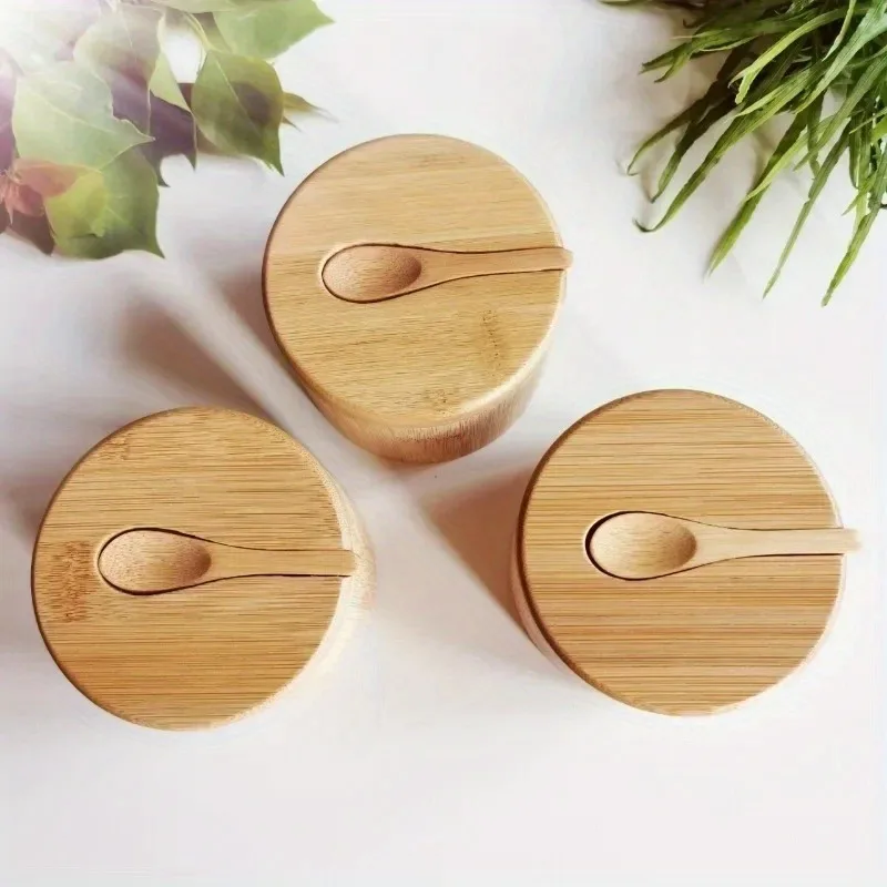Kitchen Gadgets Organizer - ชุดกระปุกใส่เครื่องปรุงรสไม้ไผ่ กล่องใส่เครื่องปรุงรสไม้ กล่องเก็บของในครัวอเนกประสงค์ ที่ใส่น้ำตาลสำหรับใช้ในบ้าน