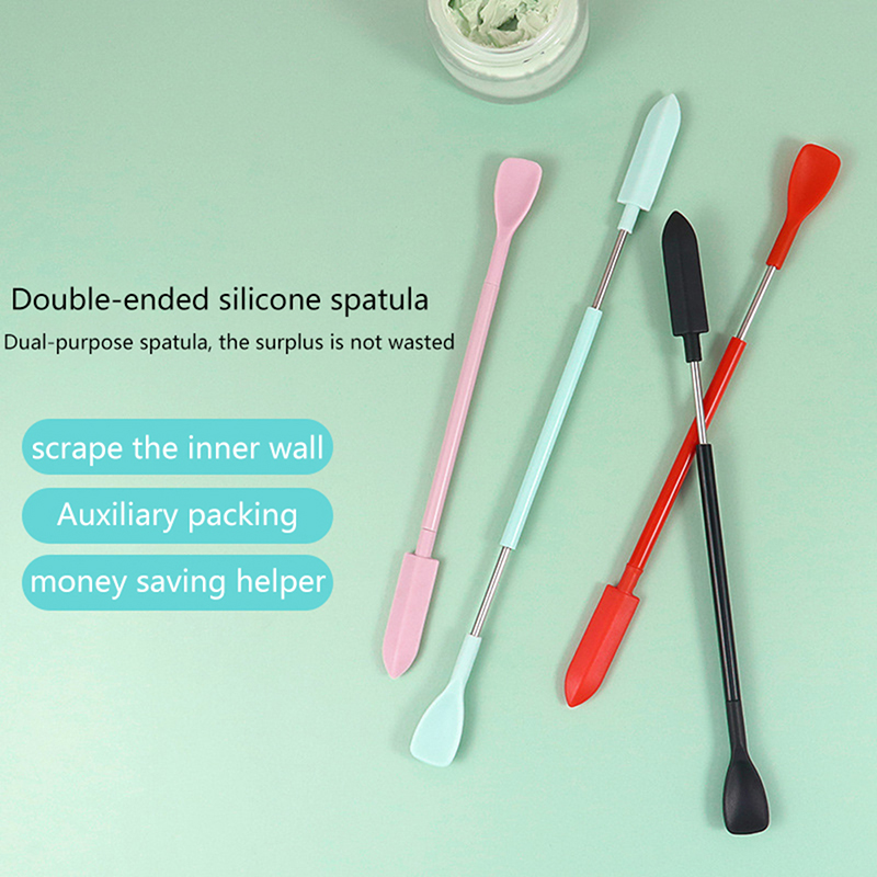 Silicone Spatula Set - 1ชิ้นที่ขูดหัวคู่ทำจากซิลิโคนขวด peralatan Rias ชุดไม้พายขนาดเล็กแยมเครื่องสำอาง