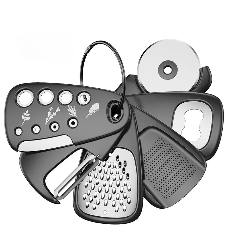 Kitchen Gadgets And Appliances - 6 ชิ้น Gadgets ครัวชุดประหยัดพื้นที่เครื่องมือทําอาหารเครื่องขูดชีสที่เปิดขวดผัก Peeler เครื่องตัดพิซซ่าเครื่องบดกระเทียม