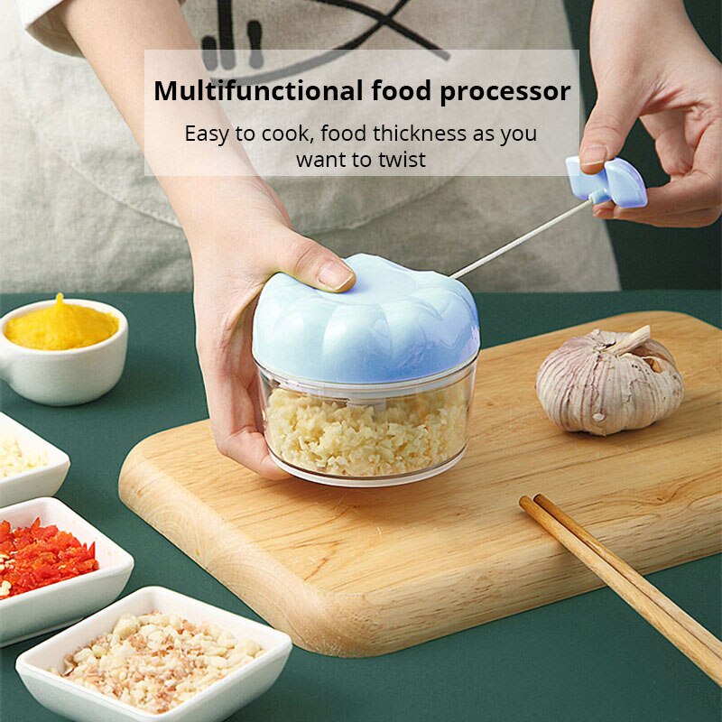 Kitchen Gadgets Blender - เครื่องบดกระเทียมแบบมือหมุน สีฟ้า/ชมพู 1 ชิ้น สำหรับใช้ในครัวเรือน บดกระเทียมสับละเอียด