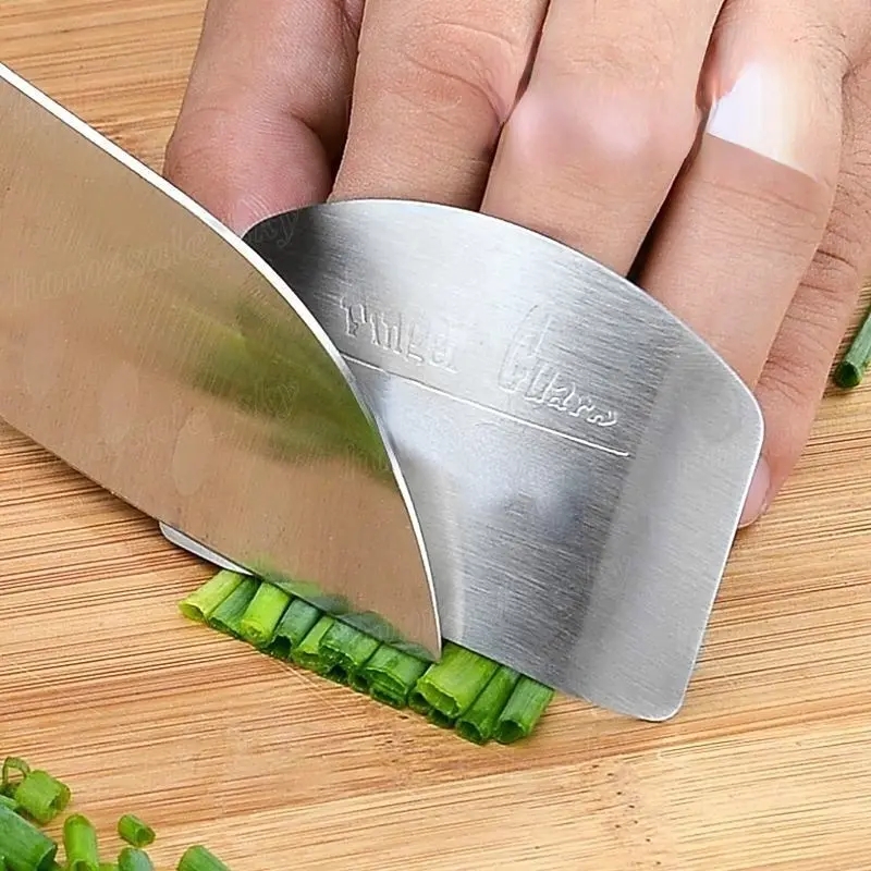 Kitchen Gadgets Cool - ตัวป้องกันนิ้วมือทำจากสแตนเลสป้องกันการตัดและที่ตัดผักมัลติฟังก์ชันสำหรับห้องครัว2/4