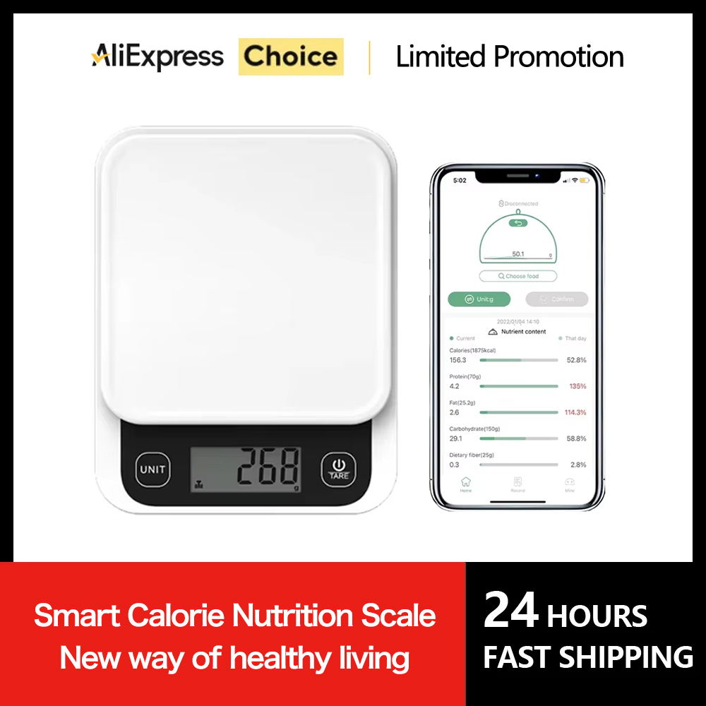 Kitchen Gadgets Cool - 5กก./0.1G/1Gสมาร์ทเครื่องชั่งในครัวโภชนาการScaleสมาร์ทอาหารแคลอรี่Scale Cook Bakeเครื่องชั่งดิจิตอลโภชนาการเครื่องคิดเลขAPP