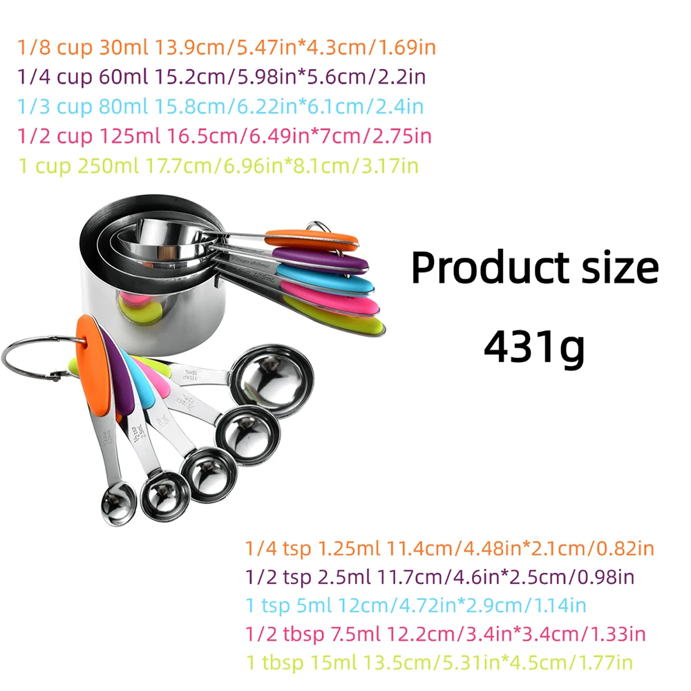 5/10 ชิ้นสแตนเลสวัดถ้วยและช้อน - Kitchen Gadgets Products บทวิจารณ์และราคา