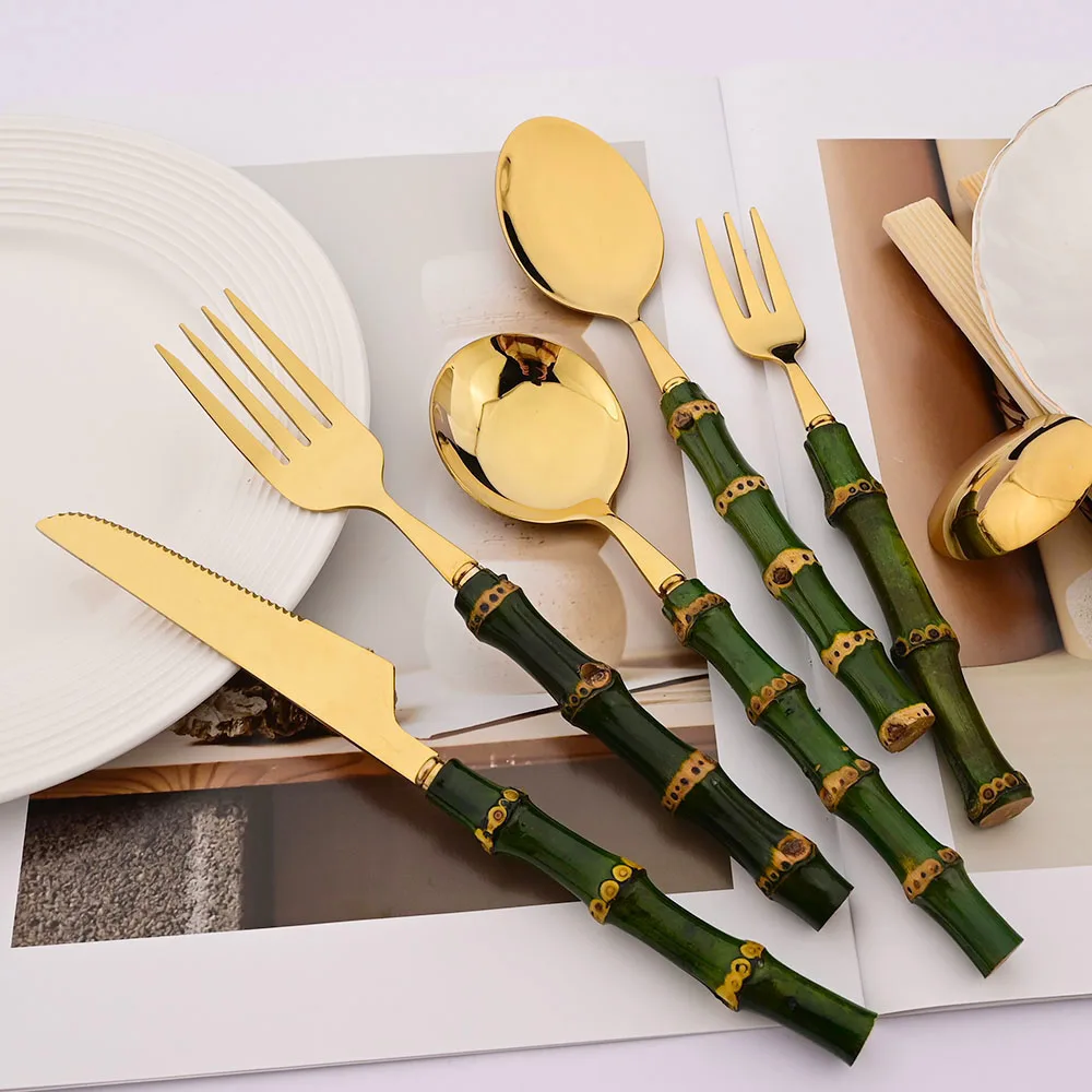 ชุดช้อนส้อมไม้ไผ่สีเขียว 6/16/ - Kitchen Gadgets Green บทวิจารณ์และราคา