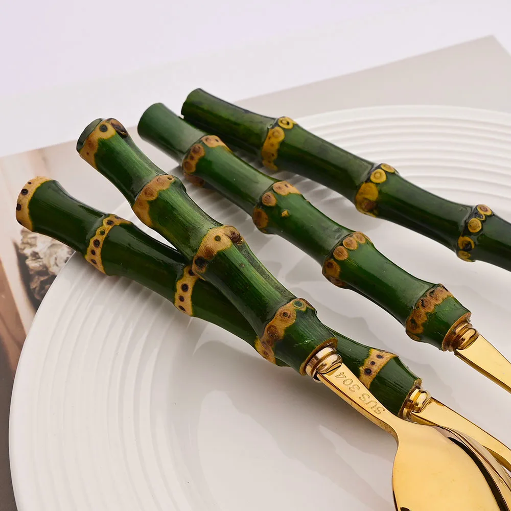 ชุดช้อนส้อมไม้ไผ่สีเขียว 6/16/ - Kitchen Gadgets Green บทวิจารณ์และราคา