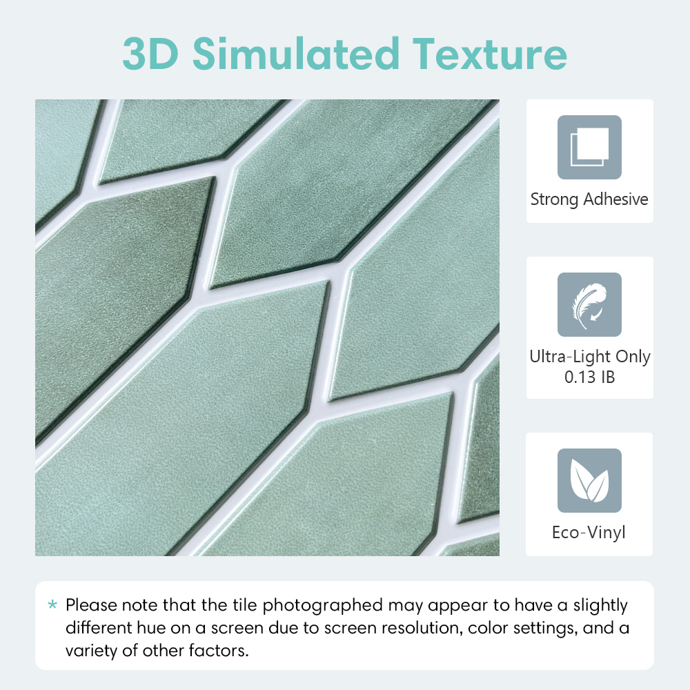 1/10pcs 3D สติกเกอร์กระเบื้อง, - Kitchen Gadgets Green บทวิจารณ์และราคา