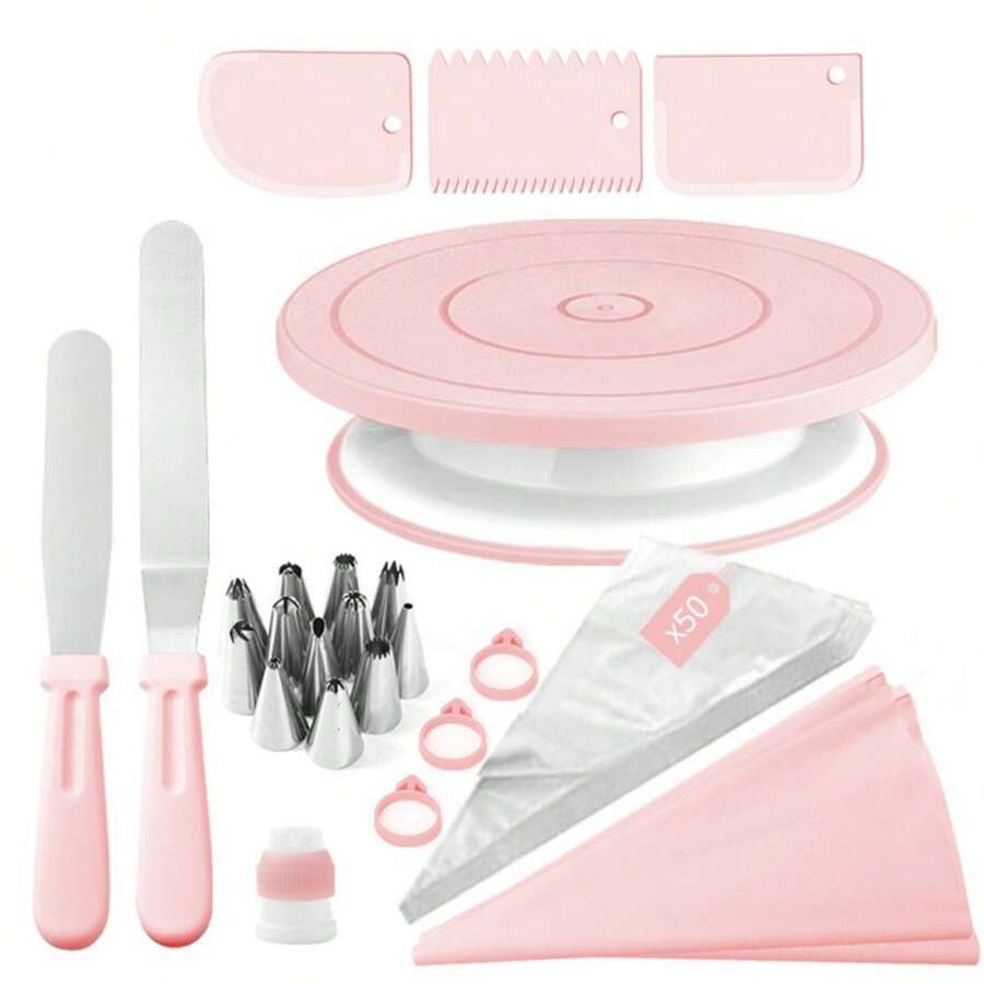 74 ชิ้น ชุดจานหมุนเค้กสีชมพูแล - Kitchen Gadgets Green บทวิจารณ์และราคา