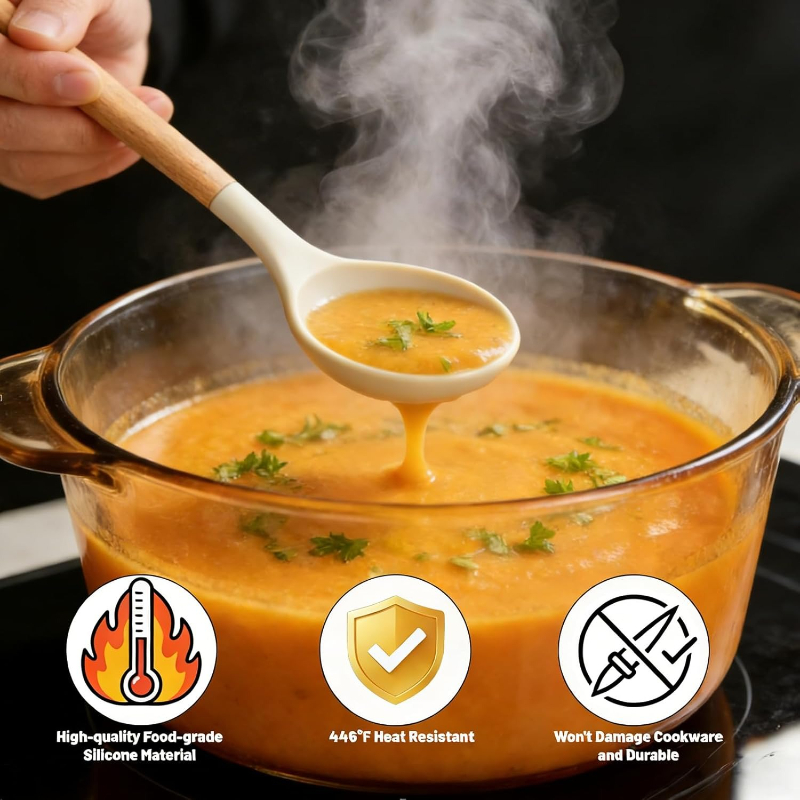 ชุดอุปกรณ์ครัวซิลิโคนด้ามไม้ 1 - Kitchen Gadgets And Appliances บทวิจารณ์และราคา