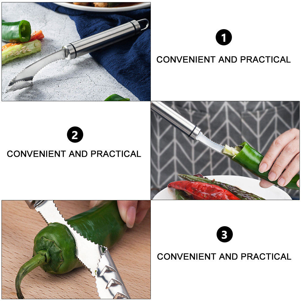 ที่คว้านเมล็ดพริกสแตนเลส 2 ชิ้ - Kitchen Gadgets Tools บทวิจารณ์และราคา