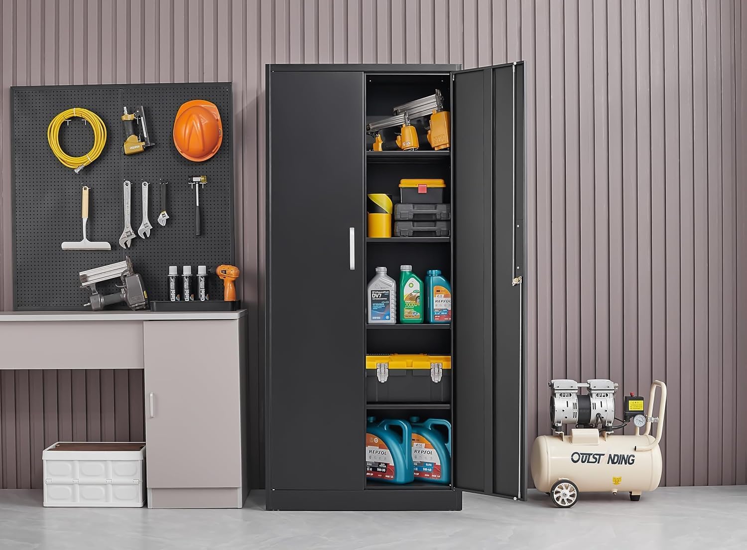 ตู้เก็บของโลหะพร้อมชั้นวางปรับ - Kitchen Gadgets Organizer บทวิจารณ์และราคา