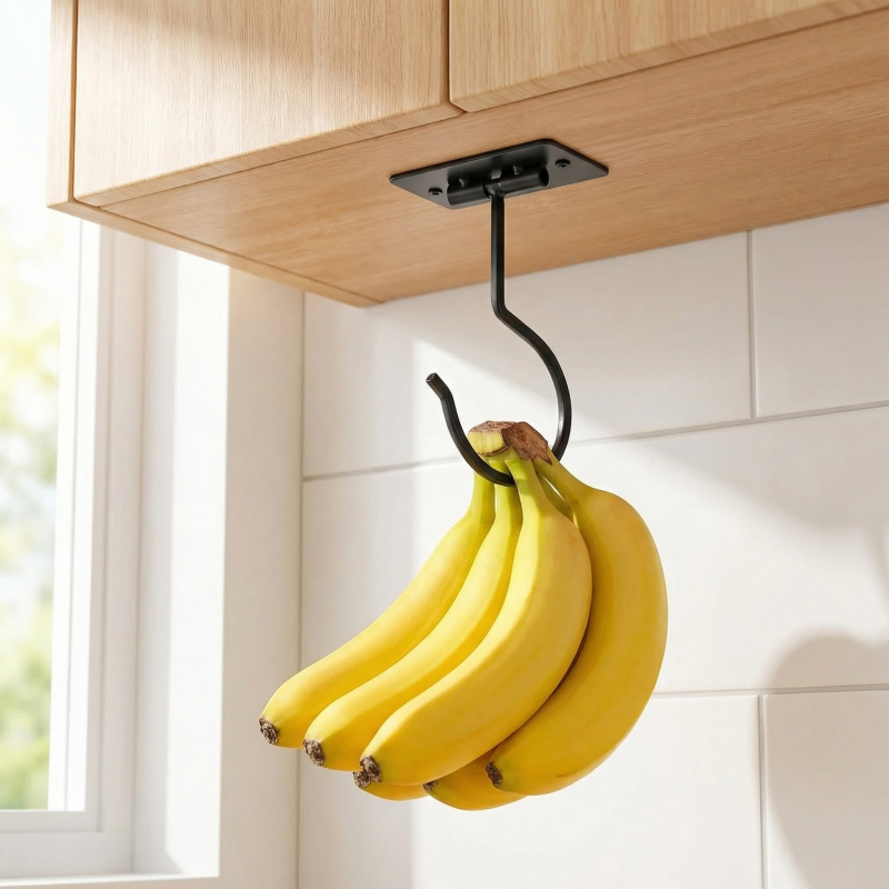 ตะขอแขวนกล้วยแบบติดผนังโลหะสีด - Kitchen Gadgets Organizer บทวิจารณ์และราคา