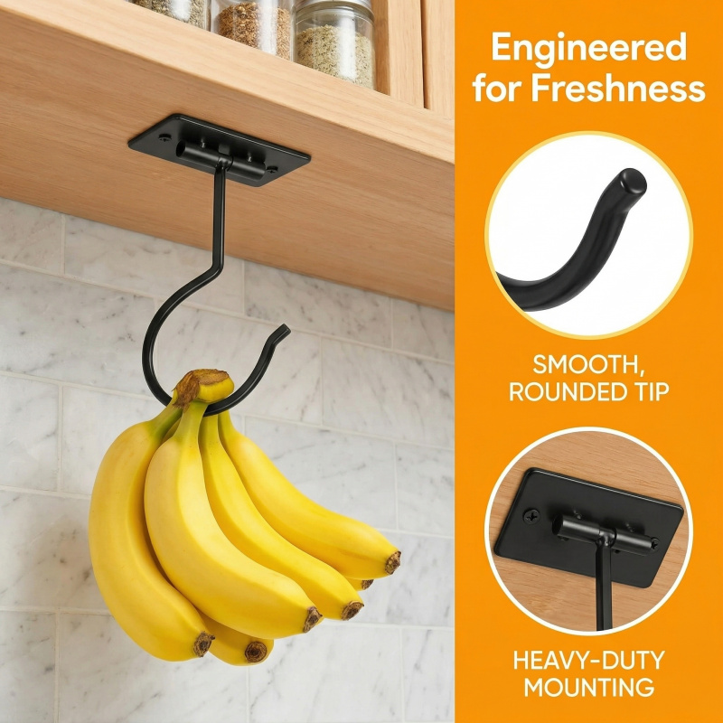 ตะขอแขวนกล้วยแบบติดผนังโลหะสีด - Kitchen Gadgets Organizer บทวิจารณ์และราคา